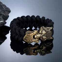 Vintage Vikings Wolf Survival Rope Bracelet for Men Bronze Stainless Steel Clasp Charm Norse Runes Handmade Male Women Jewelry
