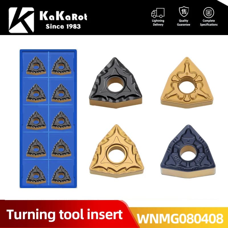 Kakarot Carbide Insert WNMG080404-CQ AP45 WNMG 080408-TM Turning Tools Rough machining CNC Lathe Cutter 10pcs Blade Plate