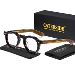 CATERSIDE Vintage Round Men Optical Glasses Frame Acetate High Quality Pin Core Thick Frame Glasses Women Decoration Eyeglasses