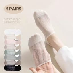 5 Pairs Women Summer Thin Invisible Socks Silicone Non-slip Mesh Breathable Boat Sock Low Cut No-show Female Slippers Socks
