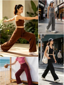 Yoga Pants Women Wide Leg Pants with Pockets High Waist Stretch Work Dress Pants Buttery Soft Casual Lounge Sweatpants Comfy