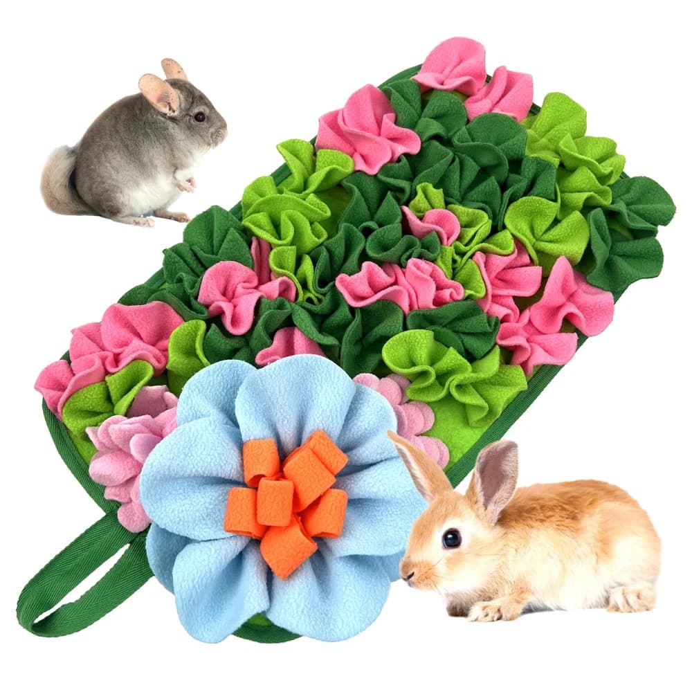 Small Animal Feeding Mat Suitable for Rabbits, Hedgehogs, Guinea Pigs, and Mice Interactive Cute Floral Design Fun Feeding Mat