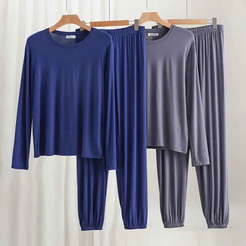 3XL-6XL Pijamas De Hombre New Soft Modal Sleepwear Men Nightwear Set Spring Autumn Winter Long Sleeve Pant Pajamas Man Home Wear