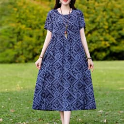 New Print plus size 2026 New Fashion Floral Printed Summer Dress Vestidos Elegant Short Sleeve Slim O-Neck Party Women clothing