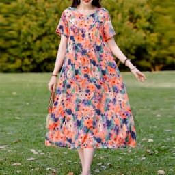 New Print plus size 2026 New Fashion Floral Printed Summer Dress Vestidos Elegant Short Sleeve Slim O-Neck Party Women clothing