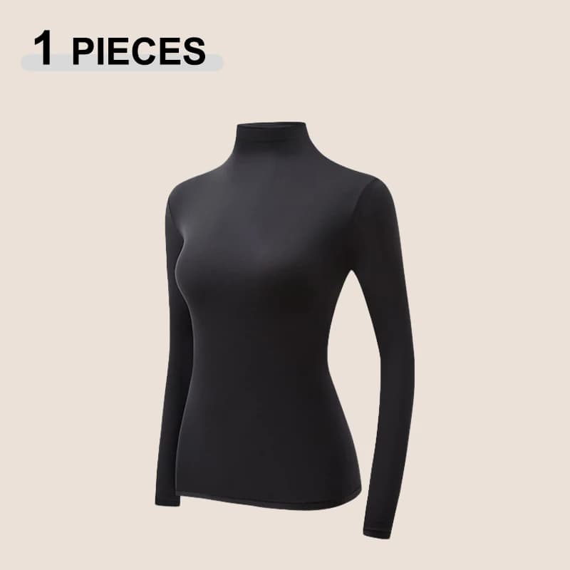 Women Autumn Winter Ultra-thin Close-fitting Base Layer Top Solid Color Elastic Long Sleeve Beauty Skin Clothes Warm Base Shirt