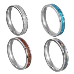 2022 New 4mm Women's Stainless Steel Wedding Ring Opal Meteorite Abalone Shell Ring Jewelry for Women's