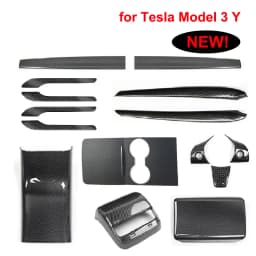 for Tesla Model Y 3 2023 ABS Carbon Fiber Center Console Wrap Cover Kit Dashboard Armrest Door Side Trim Sticker Accessories