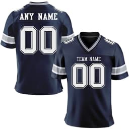 Custom American Football Jersey with Name Number, Personalized Navy Team Jersey Shirt, Sports Gift for Players, Fans, Men & Kids