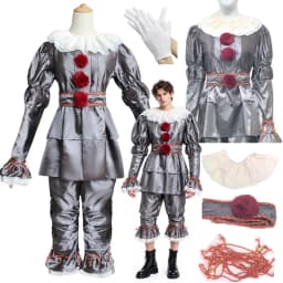 Clown Cosplay Costume Halloween Horror Outfit for Men Women Top Pants Suit Movie Halloween Uniform Outfit Party Performance