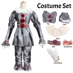 Clown Cosplay Costume Halloween Horror Outfit for Men Women Top Pants Suit Movie Halloween Uniform Outfit Party Performance