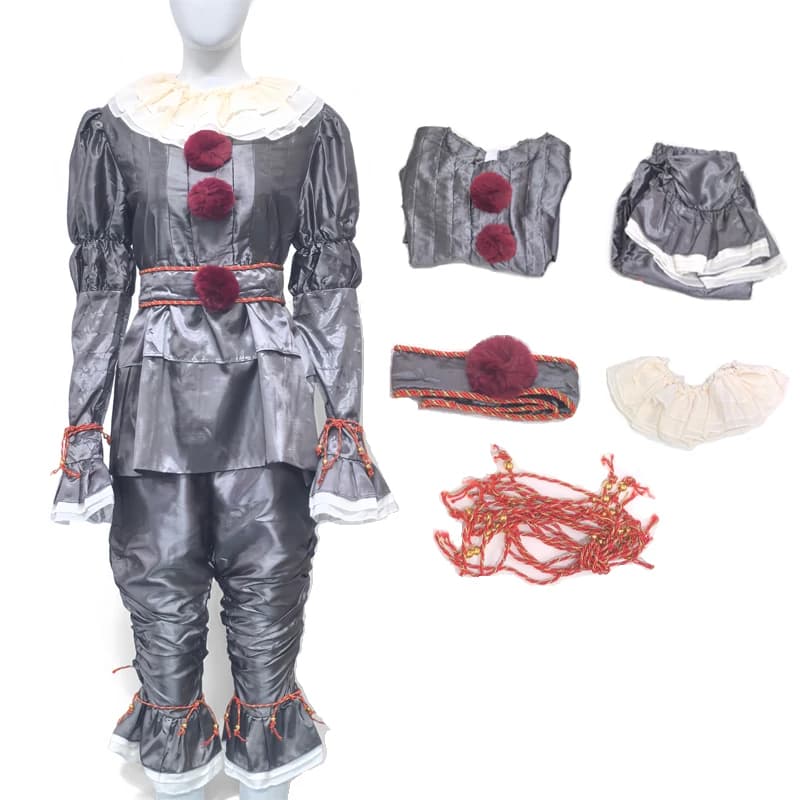 Clown Cosplay Costume Halloween Horror Outfit for Men Women Top Pants Suit Movie Halloween Uniform Outfit Party Performance