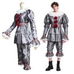 Clown Cosplay Costume Halloween Horror Outfit for Men Women Top Pants Suit Movie Halloween Uniform Outfit Party Performance