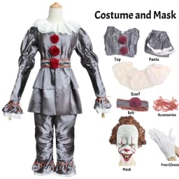 Clown Cosplay Costume Halloween Horror Outfit for Men Women Top Pants Suit Movie Halloween Uniform Outfit Party Performance