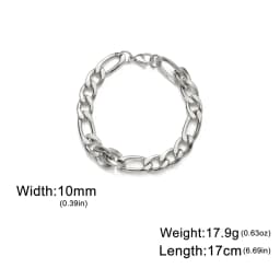 My Shape Fashion Cuban Chain Men Bracelet Stainless Steel 3/5/7/9mm Width Chain Bracelets Figaro Chain Wrist Jewelry Couple