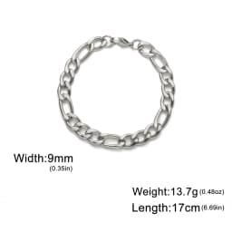 My Shape Fashion Cuban Chain Men Bracelet Stainless Steel 3/5/7/9mm Width Chain Bracelets Figaro Chain Wrist Jewelry Couple