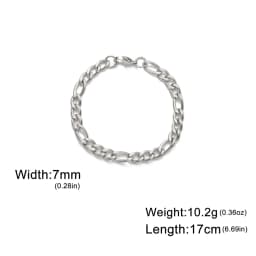 My Shape Fashion Cuban Chain Men Bracelet Stainless Steel 3/5/7/9mm Width Chain Bracelets Figaro Chain Wrist Jewelry Couple
