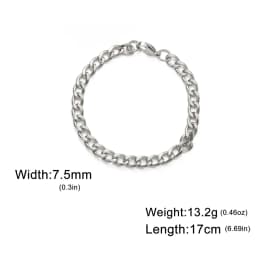 My Shape Fashion Cuban Chain Men Bracelet Stainless Steel 3/5/7/9mm Width Chain Bracelets Figaro Chain Wrist Jewelry Couple