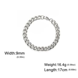 My Shape Fashion Cuban Chain Men Bracelet Stainless Steel 3/5/7/9mm Width Chain Bracelets Figaro Chain Wrist Jewelry Couple