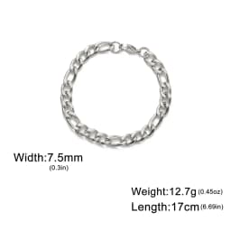 My Shape Fashion Cuban Chain Men Bracelet Stainless Steel 3/5/7/9mm Width Chain Bracelets Figaro Chain Wrist Jewelry Couple