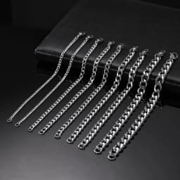 My Shape Fashion Cuban Chain Men Bracelet Stainless Steel 3/5/7/9mm Width Chain Bracelets Figaro Chain Wrist Jewelry Couple