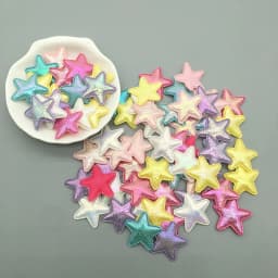 100Pcs 25mm Laser Padded Glitter Cloth Stars Appliques for DIY Clothes Sewing Patches Handmade Headwear Hair Clips Accessories