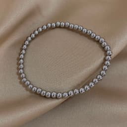 Greatera 3/4mm Stainless Steel Beads Elastic Bracelets for Women Gold Plated Tricolor Beaded Chain Bracelet Waterproof Jewelry