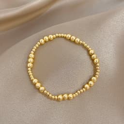 Greatera 3/4mm Stainless Steel Beads Elastic Bracelets for Women Gold Plated Tricolor Beaded Chain Bracelet Waterproof Jewelry