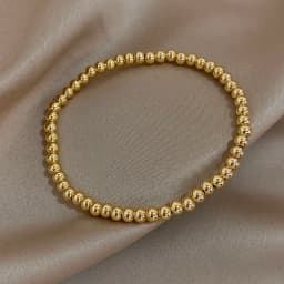 Greatera 3/4mm Stainless Steel Beads Elastic Bracelets for Women Gold Plated Tricolor Beaded Chain Bracelet Waterproof Jewelry