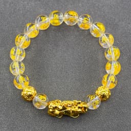 Pixiu Bracelet Feng Shui Wealth and Good Luck Bracelet Homme Wristband Gold Color Obisidian Stone Beads Black Six Character Gift