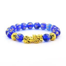 Pixiu Bracelet Feng Shui Wealth and Good Luck Bracelet Homme Wristband Gold Color Obisidian Stone Beads Black Six Character Gift