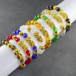 Pixiu Bracelet Feng Shui Wealth and Good Luck Bracelet Homme Wristband Gold Color Obisidian Stone Beads Black Six Character Gift