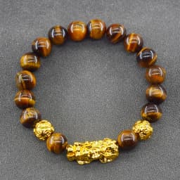 Pixiu Bracelet Feng Shui Wealth and Good Luck Bracelet Homme Wristband Gold Color Obisidian Stone Beads Black Six Character Gift
