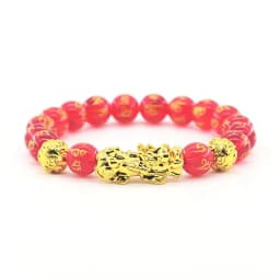 Pixiu Bracelet Feng Shui Wealth and Good Luck Bracelet Homme Wristband Gold Color Obisidian Stone Beads Black Six Character Gift