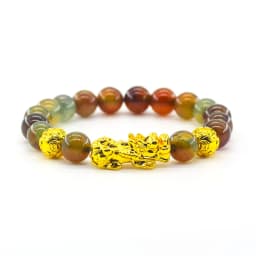 Pixiu Bracelet Feng Shui Wealth and Good Luck Bracelet Homme Wristband Gold Color Obisidian Stone Beads Black Six Character Gift