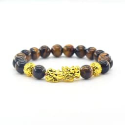 Pixiu Bracelet Feng Shui Wealth and Good Luck Bracelet Homme Wristband Gold Color Obisidian Stone Beads Black Six Character Gift