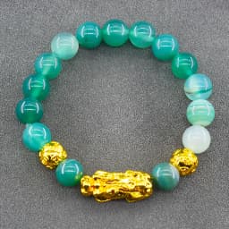 Pixiu Bracelet Feng Shui Wealth and Good Luck Bracelet Homme Wristband Gold Color Obisidian Stone Beads Black Six Character Gift