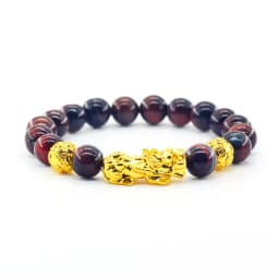 Pixiu Bracelet Feng Shui Wealth and Good Luck Bracelet Homme Wristband Gold Color Obisidian Stone Beads Black Six Character Gift
