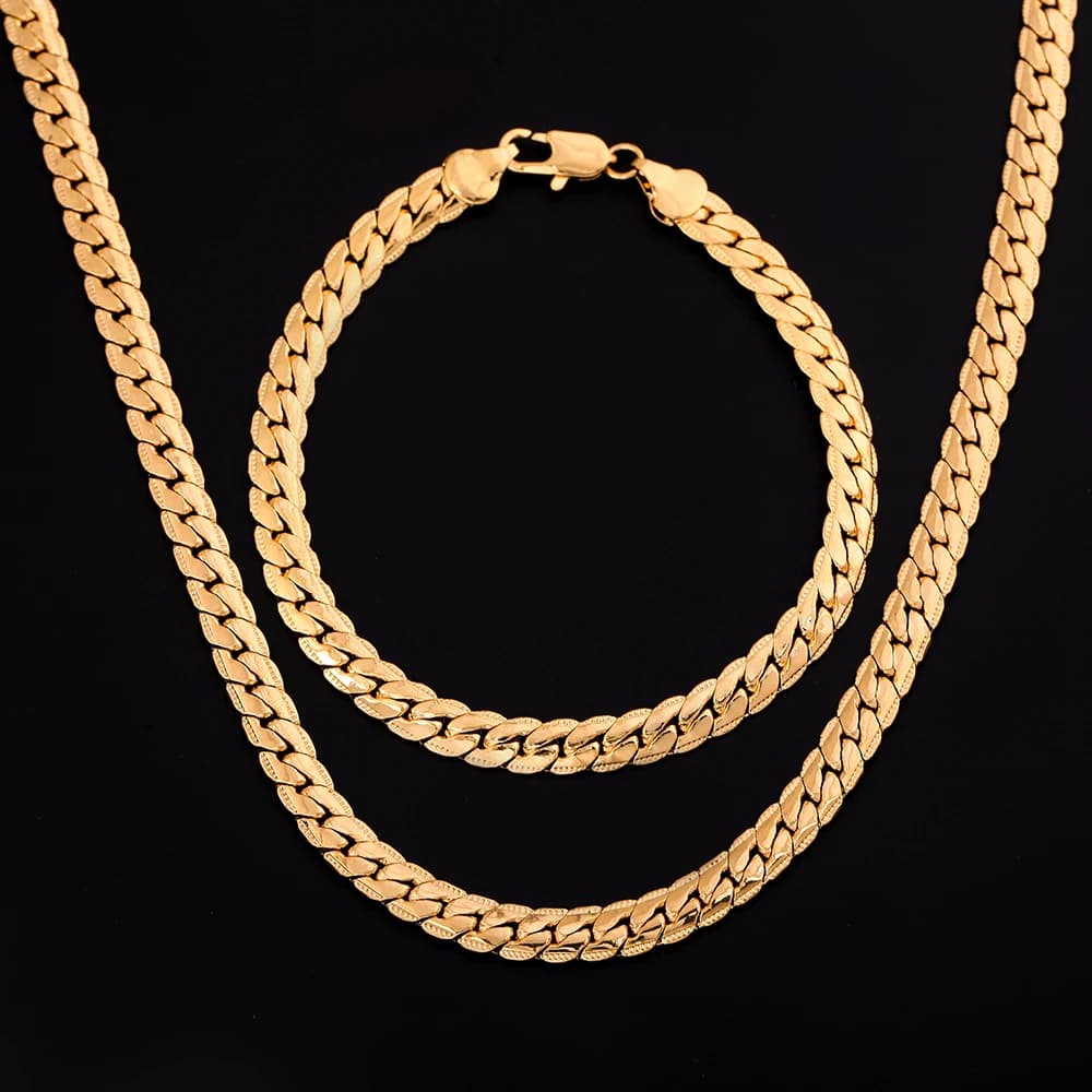925 sterling silver 18K gold Christmas gifts Flat snake 5MM chain necklace bracelets fashion For man women jewelry wedding