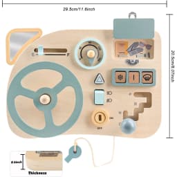 Montessori Toy Steering Wheel Wooden Busy Board Wooden Sensory Toys for Toddlers Preschool Travel Learning Activities