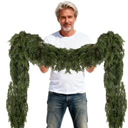 180cm Artificial Cedar Garlands, Real Touch Winter Cedar Pine Garland, Green Artificial Greenery Garland for Table, Mantle, Wall
