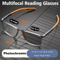 TR90 Photochromic Multifocal Reading Glasses Men Women Blue Light Blocking Progressive Eyewear Near Far Sunglasses for Sports