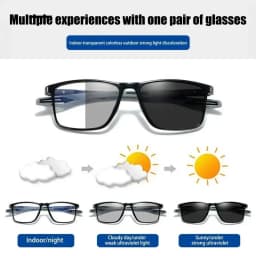 TR90 Photochromic Multifocal Reading Glasses Men Women Blue Light Blocking Progressive Eyewear Near Far Sunglasses for Sports