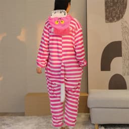 Cheshire Cat Cartoon One-Piece Pajamas Flannel Men and Women  Home Wear Autumn and Winter Home Clothing for Autumn and Winter