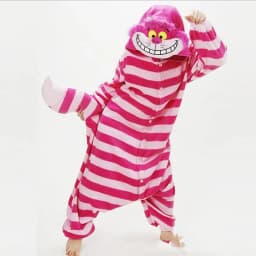 Cheshire Cat Cartoon One-Piece Pajamas Flannel Men and Women  Home Wear Autumn and Winter Home Clothing for Autumn and Winter