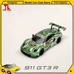 New TOP LUX TL 1:64 Scale Porsche 911 GT3 R #77 Sketchy Green Dinosaur Alloy Car Model Miniature Diecast Collection Hobby Toys