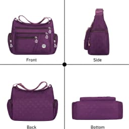 Pomelo Best Quilted Nylon Women Crossbody Shoulder Bag Multi Pockets with Adjustable Strap for Daily Travel