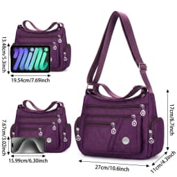 Pomelo Best Quilted Nylon Women Crossbody Shoulder Bag Multi Pockets with Adjustable Strap for Daily Travel