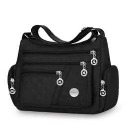 Pomelo Best Quilted Nylon Women Crossbody Shoulder Bag Multi Pockets with Adjustable Strap for Daily Travel
