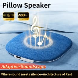 Riksoin Pillow Speaker for Sleeping, 100 White Noise + App, Ultra-Thin Flat Bluetooth, for Side Sleeper, Auto-Off Timer (Blue)